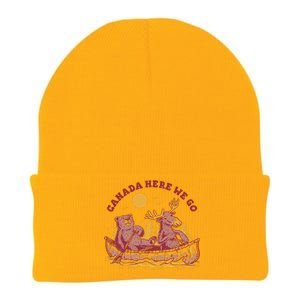 Canada Here We Go Bear And Moose Knit Cap Winter Beanie