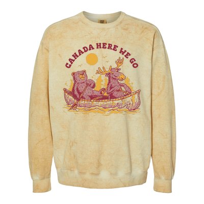 Canada Here We Go Bear And Moose Colorblast Crewneck Sweatshirt