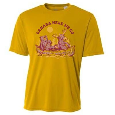 Canada Here We Go Bear And Moose Cooling Performance Crew T-Shirt