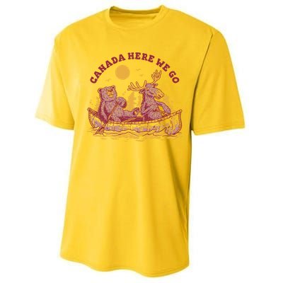 Canada Here We Go Bear And Moose Performance Sprint T-Shirt