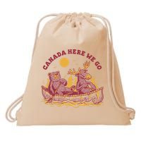 Canada Here We Go Bear And Moose Drawstring Bag