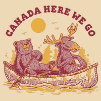 Canada Here We Go Bear And Moose Drawstring Bag