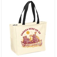 Canada Here We Go Bear And Moose Zip Tote Bag