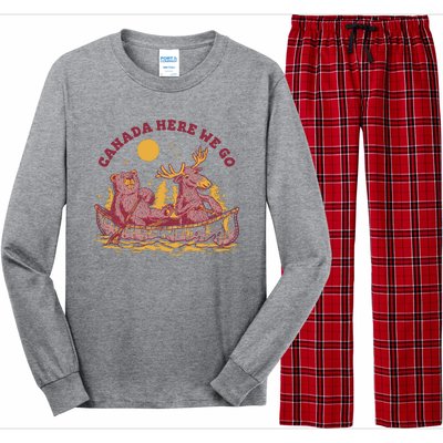 Canada Here We Go Bear And Moose Long Sleeve Pajama Set