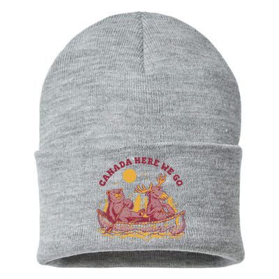 Canada Here We Go Bear And Moose Sustainable Knit Beanie