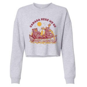 Canada Here We Go Bear And Moose Cropped Pullover Crew