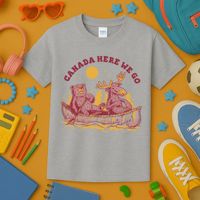 Canada Here We Go Bear And Moose Kids T-Shirt