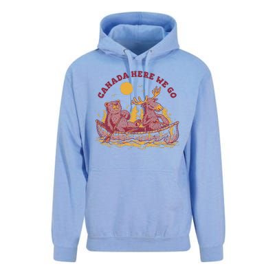 Canada Here We Go Bear And Moose Unisex Surf Hoodie