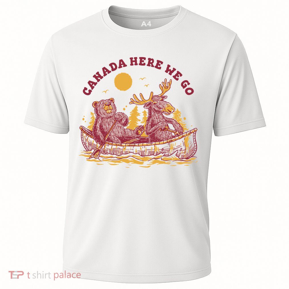 Canada Here We Go Bear And Moose Cooling Performance Crew T-Shirt