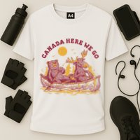 Canada Here We Go Bear And Moose Cooling Performance Crew T-Shirt