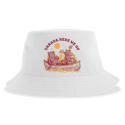 Canada Here We Go Bear And Moose Sustainable Bucket Hat