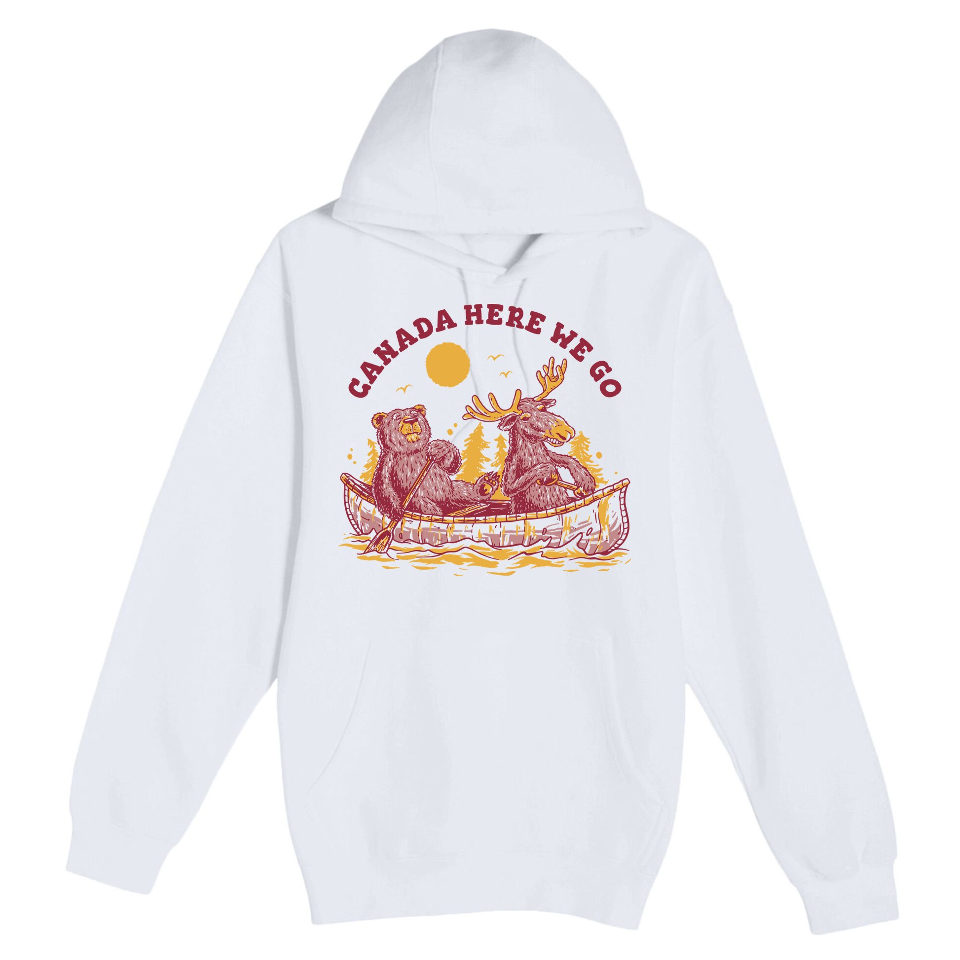 Canada Here We Go Bear And Moose Premium Pullover Hoodie