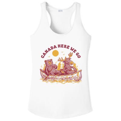 Canada Here We Go Bear And Moose Ladies PosiCharge Competitor Racerback Tank