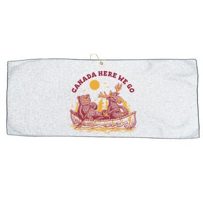 Canada Here We Go Bear And Moose Large Microfiber Waffle Golf Towel