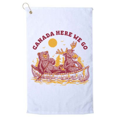 Canada Here We Go Bear And Moose Golf Towel