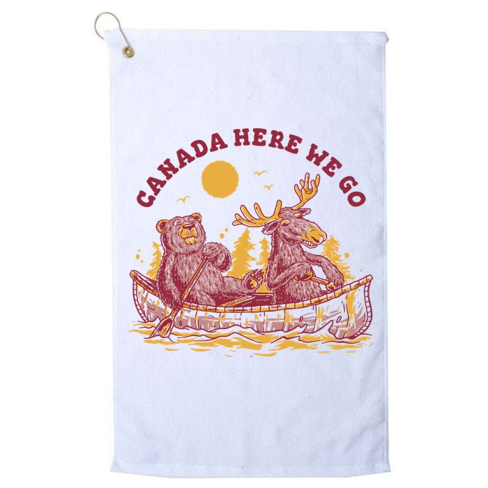 Canada Here We Go Bear And Moose Golf Towel