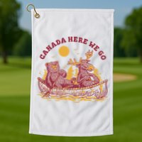 Canada Here We Go Bear And Moose Golf Towel