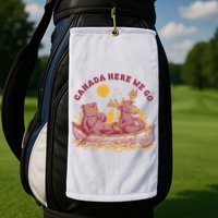Canada Here We Go Bear And Moose Golf Towel