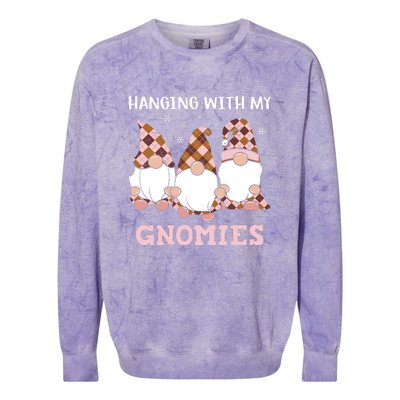 Christmas Hanging With Gnomies Gnome Pink Leopard Colorblast Crewneck Sweatshirt