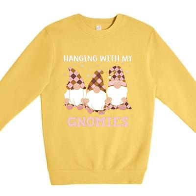 Christmas Hanging With Gnomies Gnome Pink Leopard Premium Crewneck Sweatshirt