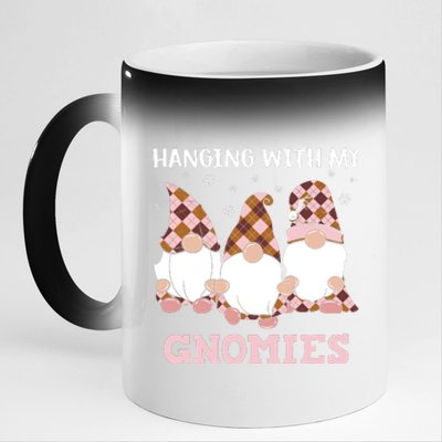 Christmas Hanging With Gnomies Gnome Pink Leopard 11oz Black Color Changing Mug