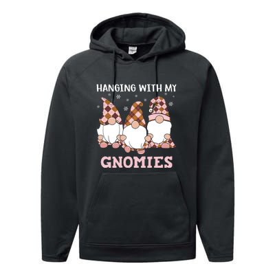 Christmas Hanging With Gnomies Gnome Pink Leopard Performance Fleece Hoodie