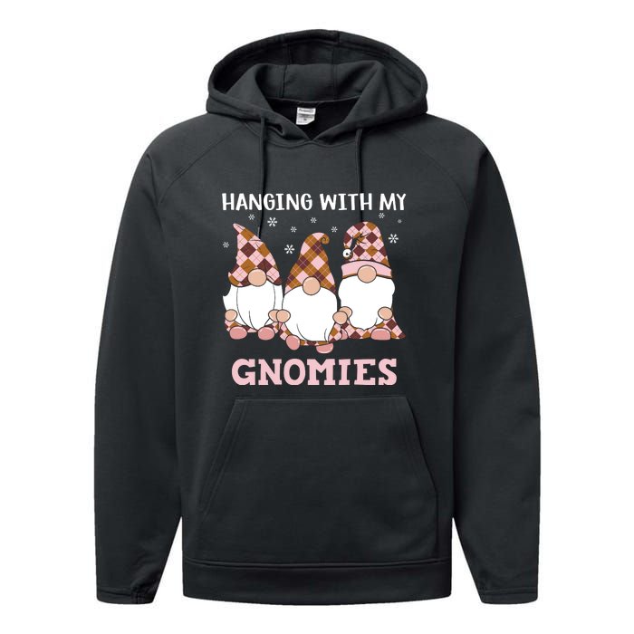 Christmas Hanging With Gnomies Gnome Pink Leopard Performance Fleece Hoodie