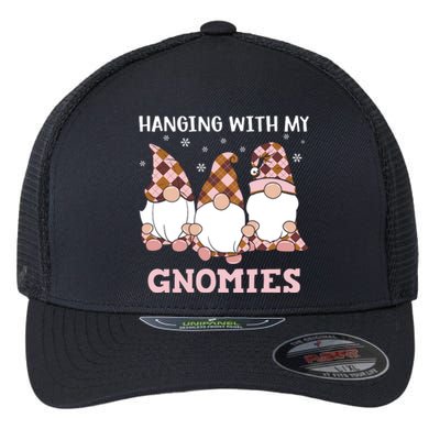 Christmas Hanging With Gnomies Gnome Pink Leopard Flexfit Unipanel Trucker Cap