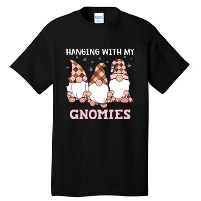 Christmas Hanging With Gnomies Gnome Pink Leopard Tall T-Shirt