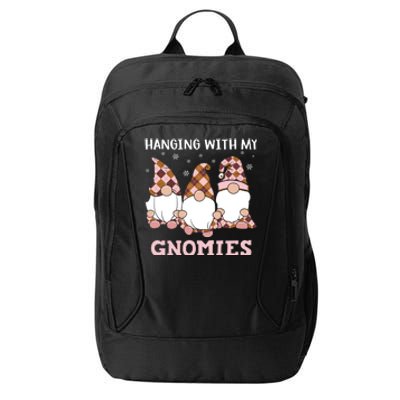 Christmas Hanging With Gnomies Gnome Pink Leopard City Backpack