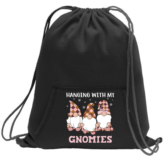 Christmas Hanging With Gnomies Gnome Pink Leopard Sweatshirt Cinch Pack Bag