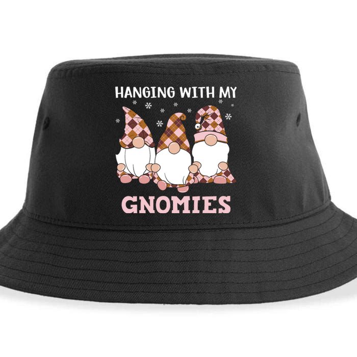 Christmas Hanging With Gnomies Gnome Pink Leopard Sustainable Bucket Hat