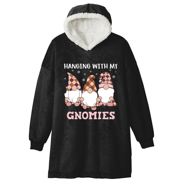 Christmas Hanging With Gnomies Gnome Pink Leopard Hooded Wearable Blanket