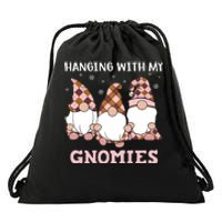 Christmas Hanging With Gnomies Gnome Pink Leopard Drawstring Bag