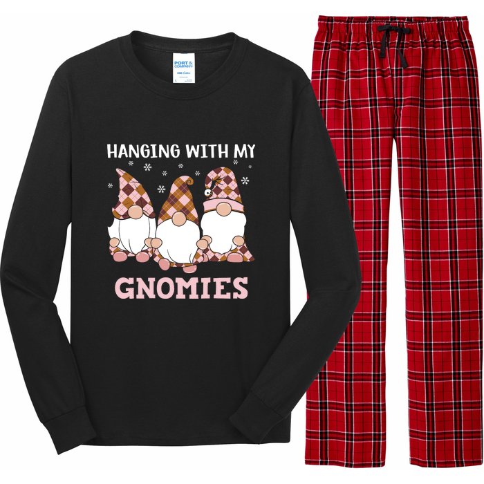 Christmas Hanging With Gnomies Gnome Pink Leopard Long Sleeve Pajama Set