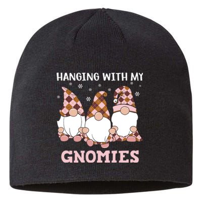 Christmas Hanging With Gnomies Gnome Pink Leopard Sustainable Beanie