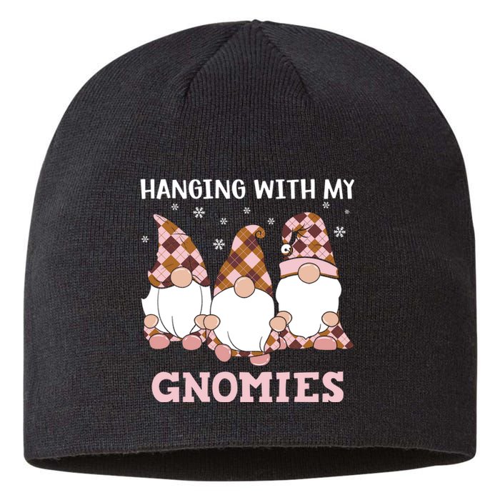 Christmas Hanging With Gnomies Gnome Pink Leopard Sustainable Beanie