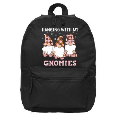 Christmas Hanging With Gnomies Gnome Pink Leopard 16 in Basic Backpack