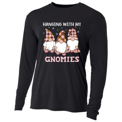 Christmas Hanging With Gnomies Gnome Pink Leopard Cooling Performance Long Sleeve Crew