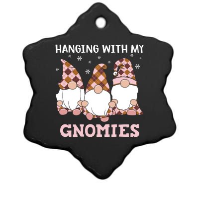 Christmas Hanging With Gnomies Gnome Pink Leopard Ceramic Star Ornament