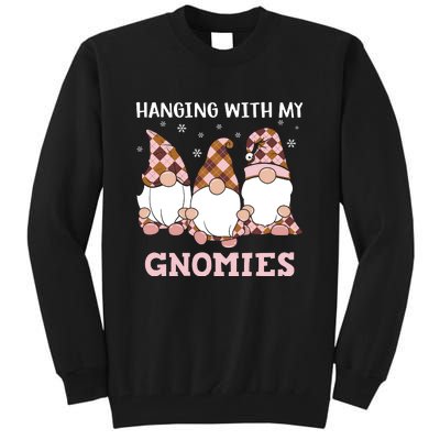 Christmas Hanging With Gnomies Gnome Pink Leopard Tall Sweatshirt