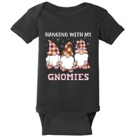 Christmas Hanging With Gnomies Gnome Pink Leopard Baby Bodysuit