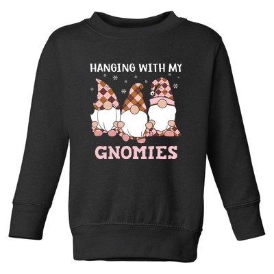 Christmas Hanging With Gnomies Gnome Pink Leopard Toddler Sweatshirt