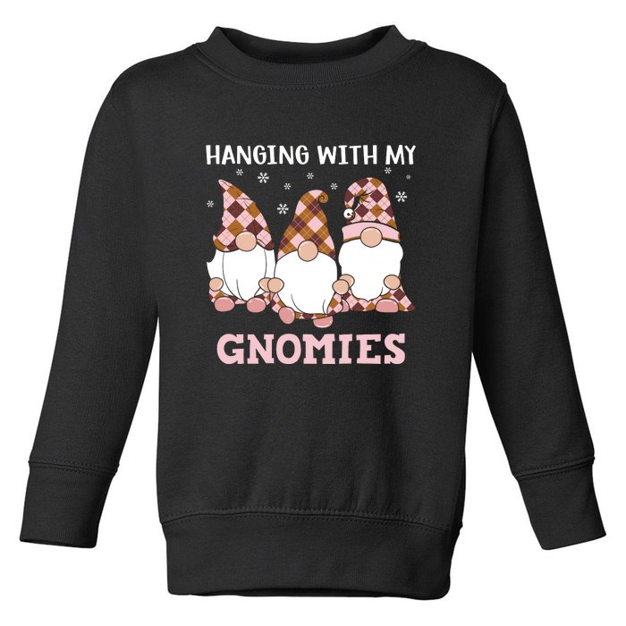 Christmas Hanging With Gnomies Gnome Pink Leopard Toddler Sweatshirt