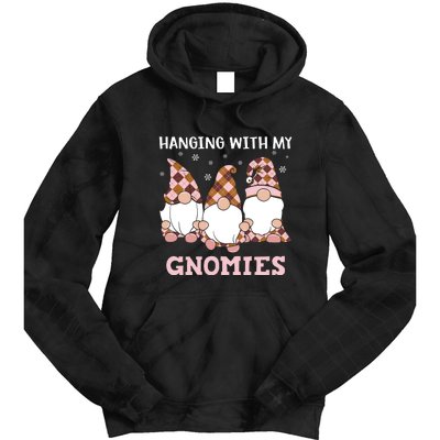 Christmas Hanging With Gnomies Gnome Pink Leopard Tie Dye Hoodie