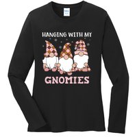 Christmas Hanging With Gnomies Gnome Pink Leopard Ladies Long Sleeve Shirt