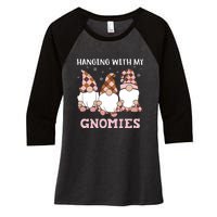 Christmas Hanging With Gnomies Gnome Pink Leopard Women's Tri-Blend 3/4-Sleeve Raglan Shirt