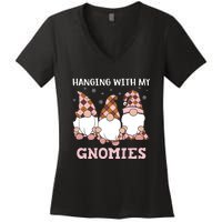 Christmas Hanging With Gnomies Gnome Pink Leopard Women's V-Neck T-Shirt