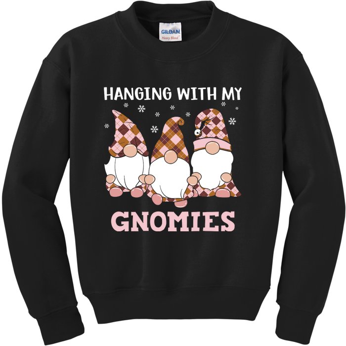 Christmas Hanging With Gnomies Gnome Pink Leopard Kids Sweatshirt