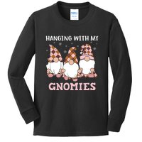 Christmas Hanging With Gnomies Gnome Pink Leopard Kids Long Sleeve Shirt